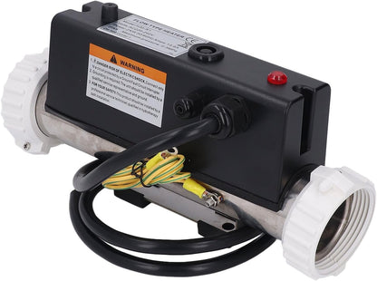 Hardwired Zwembadverwarming – Spa Verwarming – Badkuip Verwarming – Elektrische Verwarmingsunit – Thermostatische Waterverwarmer – 1 kW / 2 kW – Roestvrij Staal – Droogkookbeveiliging Bij 50 °C