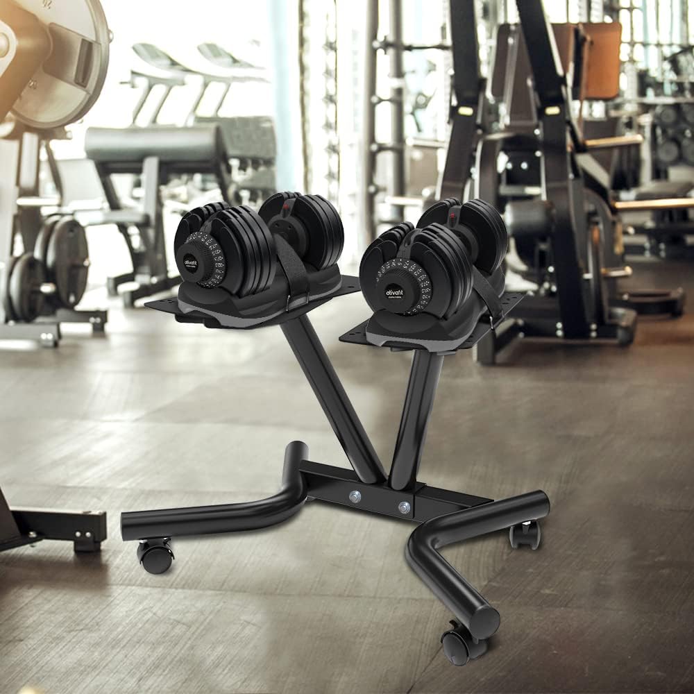 Ativafit Adjustable Dumbbell Stand Fitness Dial Dumbbell Rack with Adjustable Strap for Home Gym Set - QUORE