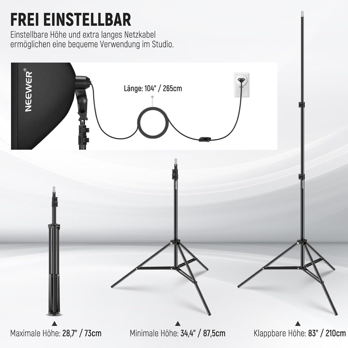NEEWER NK103 Softbox verlichtingsset met statiefstandaard, set van 2, 45 W tweekleurige 2,4 G led-gloeilampen, 10 kanalen, 2900K-7000K, 1400Lux/m, CRI95, 20 m afstandsbediening, continue fotografie