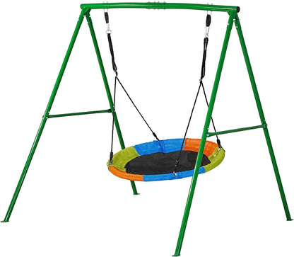 VEVOR Tuinschommel van metaal, A-vormig, voor kinderen, maximale belasting 199,6 kg, rond, diameter 101,6 cm, voor buiten, erf en park, groen en kleurrijk