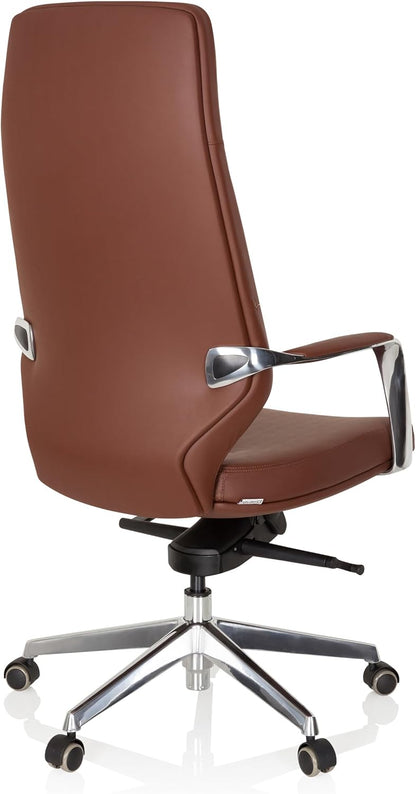 hjh OFFICE 600984 Elegante directiestoel Velvet kunstleer bruin bureaustoel met hoge rugleuning