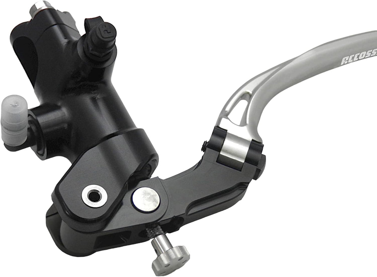 Gesmede koppelingspomp 16 x 16 met zwart geanodiseerde pompbehuizing, lange hendel zilver (knop + hendel) voor Ducati Panigale V4 van 2018 tot 2022, CC 1103