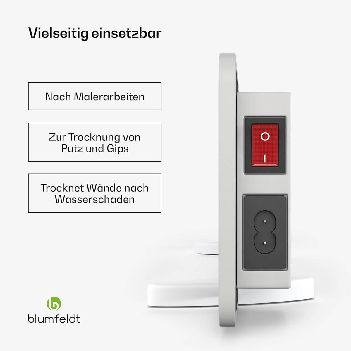 Blumfeldt Drywave Infraroodstraler voor Wandmontage - 50 W, Set Van 3, IP24, Keramisch Lichaam, Sneldrogend & Standaard, Wandmontage Of Vrijstaand, Voor Binnen, Wit