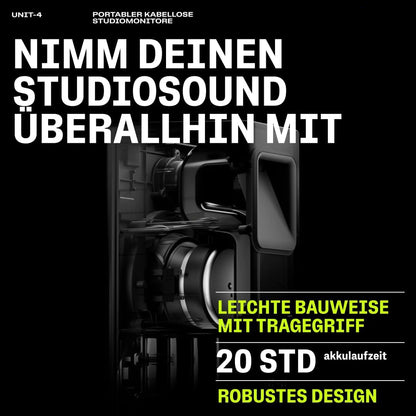 AIAIAI UNIT-4 Wireless+ Draagbare, Draadloze Studio Monitors met Referentieklasse Geluid, Ultra-lage Latentie Ongecomprimeerde Audio met +20 Uur Afspeeltijd (Paar)
