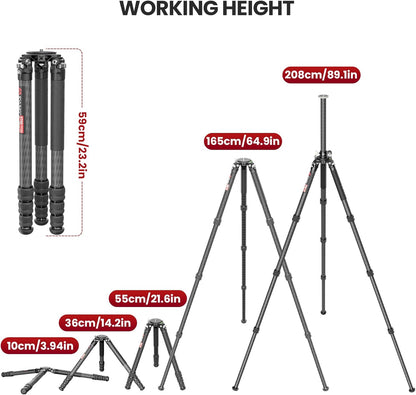 Camerastatief – Fotostatief – Videostatief – Driepoot – DSLR Statief – Carbon 165 Cm Hoog – Draagvermogen 40 Kg