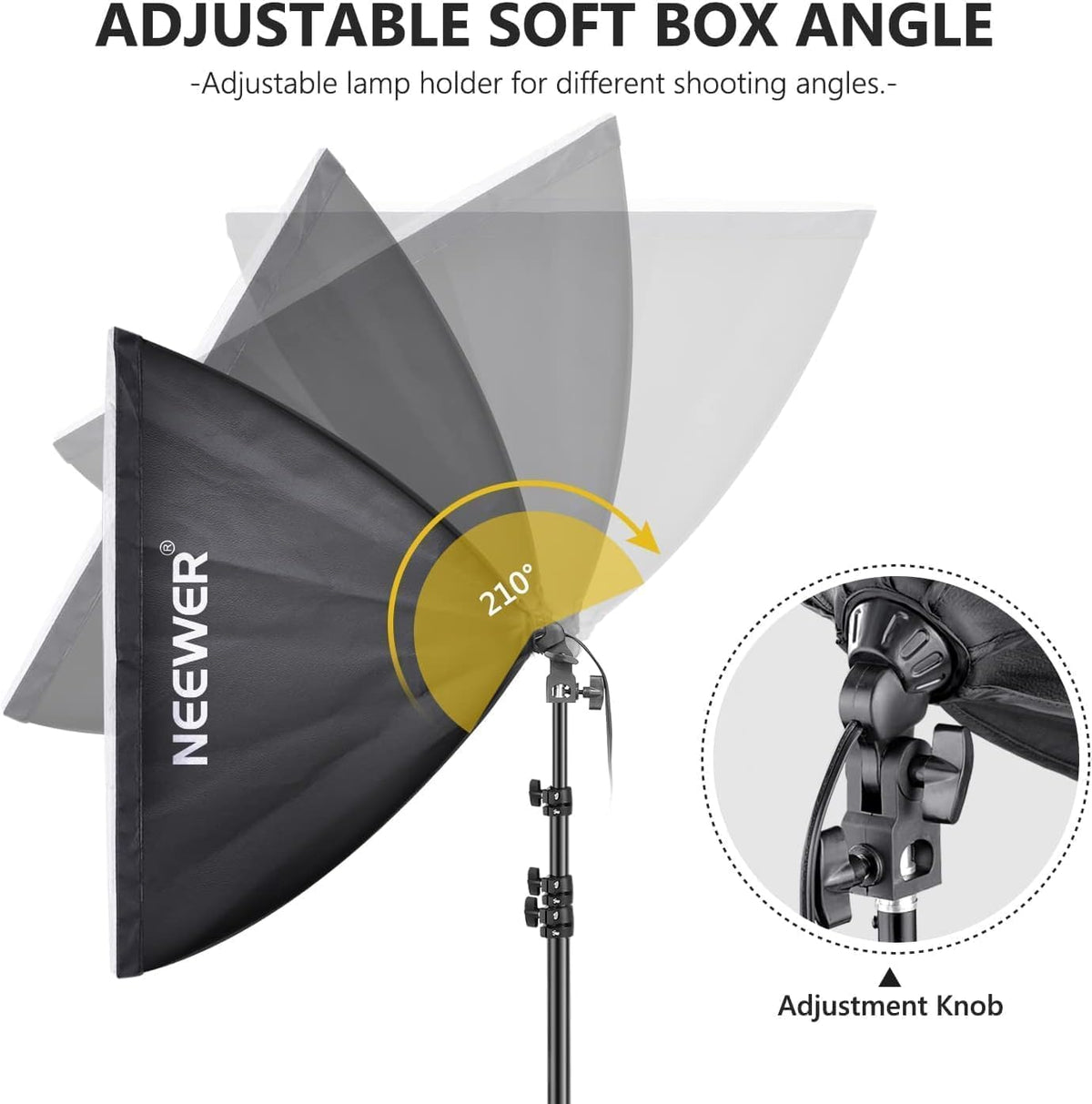Neewer® Fotoscherm, 700 W, voor professionele fotografie - 60 x 60 cm - Softbox met E27-fitting - Verlichtingsset voor fotostudio-portrets, productfotografie en video-draais