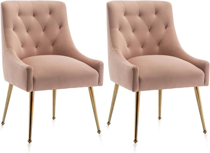 Eetkamerstoelen (set van 2), moderne eetkamerstoelen met gouden poten, cosmetica-stoelen, woonkamerfauteuils voor bureau, slaapkamer en keuken