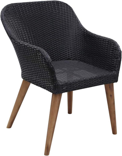Festnight - Set of 2 rattan garden chairs with 2 chairs and 2 cushions, black - QUORE