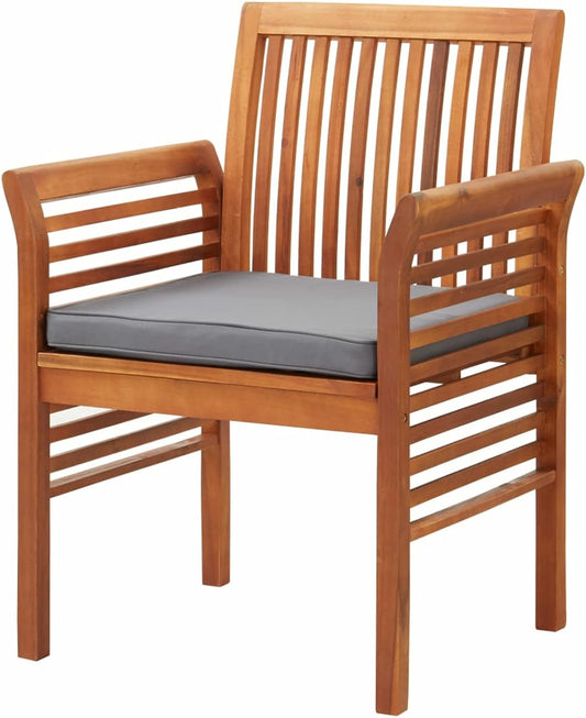 Tidyard Garden Dining Chair with Solid Acacia Wood Cushion - QUORE
