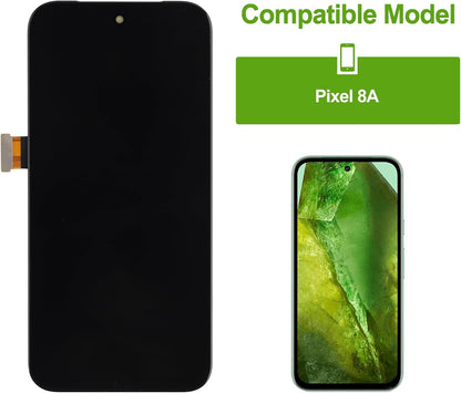 OLED Digitaal display vervanging compatibel met Pixel 8A (zwart met frame) LCD-display, touchscreen, digitizer, montage met reparatiegereedschap