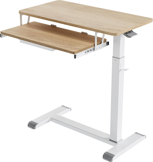 Fydeamer ETHU Mobiel sta-bureau met 4 rollende wielen, 68 × 50 cm, sta-bureau op wielen, in hoogte verstelbaar, staande tafel boven het bed voor woonkamer, slaapkamer, medisch (houten)