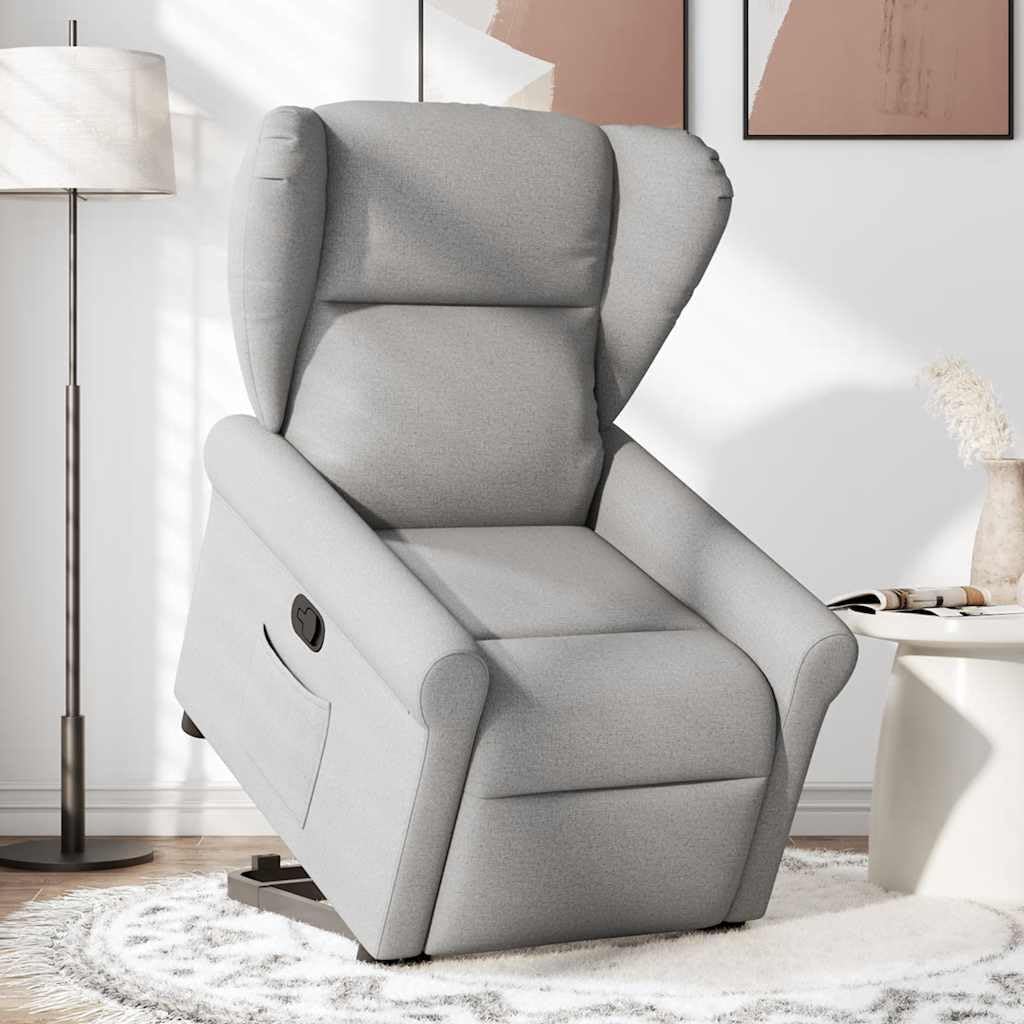 Relaxfauteuil – Relaxstoel – Sta-op Stoel – TV Stoel – Verstelbare Fauteuil – Elektrische Opsta-ondersteuning – Handmatig Verstelbare Rugleuning – Wolkengrijze Stof