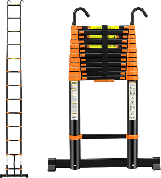 Telescopische ladder, 5 m, uittrekbare ladder, vouwladder, staande ladder, antislip, multifunctionele ladder, huishoudladder