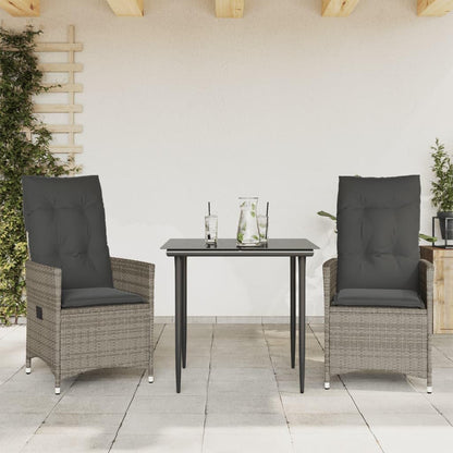 Tuinstoel – Loungestoel Tuin – Loungestoel Outdoor – Terrasstoel – Tuinstoel – Verstelbaar – Poly Rattan Grijs – Inclusief Dikke Kussens