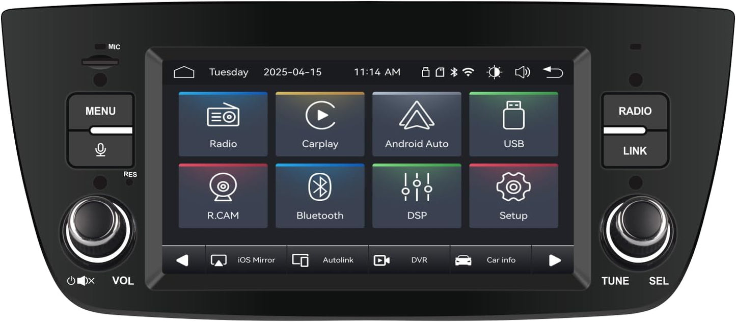 Autoradio Fiat Doblo – Autostereo – Multimedia Speler – Navigatiesysteem – Radioontvanger – Snelle Linux Opstart – Draadloze CarPlay & Android Auto