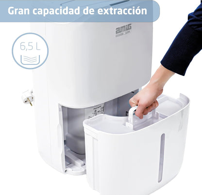 Amig - MIST luchtontvochtiger - Capaciteit 20 liter per dag - Verwijderbaar reservoir van 6,5 liter - Vochtigheidsregeling en timer - 36 x 28 x 56 cm - 260 W - Dekking 165 m³/u - Stil 45 dB