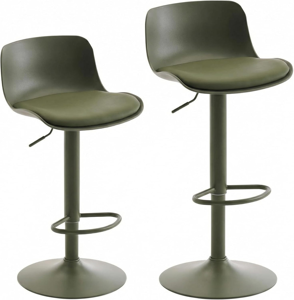 YOUNIKE Barkruk groene barstoelen set van 2, bar kruk in hoogte verstelbare draaistoel, keukenstoelen toonstoel met rugleuning, hoge barkruk voor bar keuken