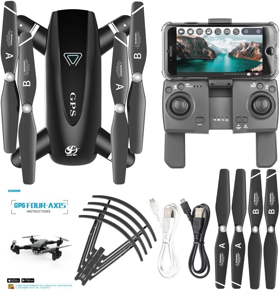 LUXWALLET SKU8890 TT Pro HD Camera 5ghz GPS en Drone met Draag Tas, 30km/h - 500 Meter Afsten, Zwart