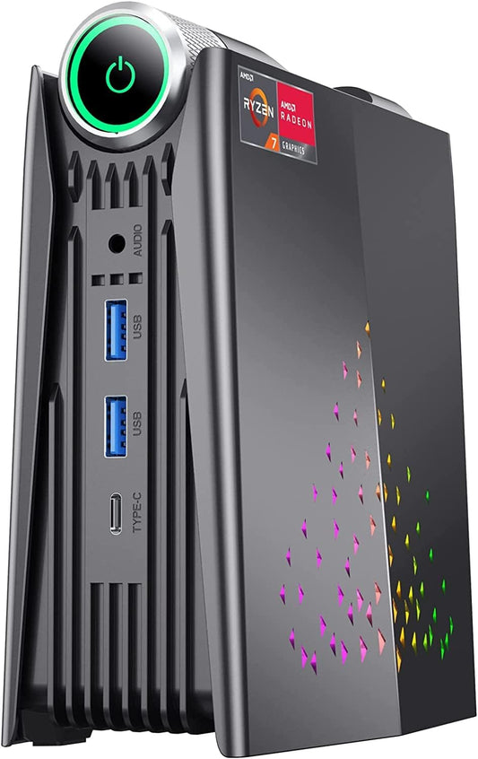 ACEMAGICIAN HISTTON Mini-pc, AMD Ryzen 5 5600U (tot 4,2 GHz), 16 GB DDR4, 512 GB SSD M.2 met 3-modi-aanpassing, HDMI/DP/Type-C/RGB Micro desktopcomputer