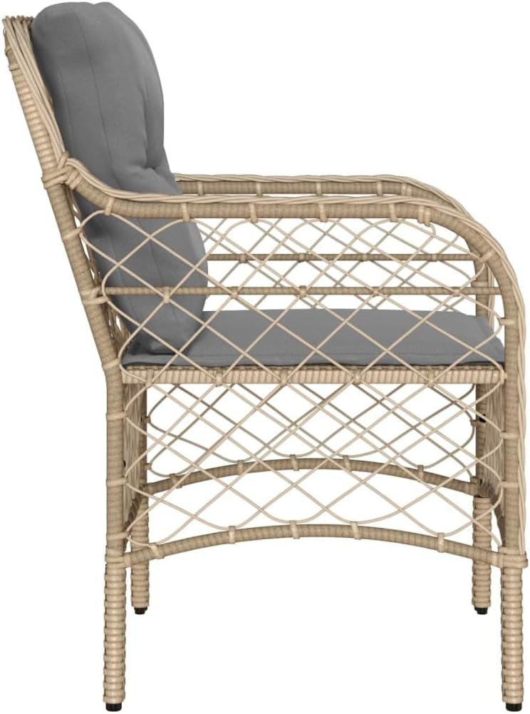 Garden Chairs with Cushions 2 Pieces Mix Beige Poly Rattan Garden Chairs Weatherproof Wood Garden Furniture Balcony Patio Patio Stacking Chair Armchair - QUORE
