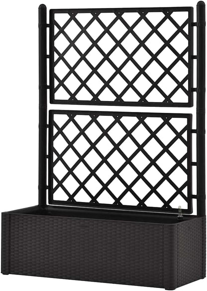 vidaXL Planter high with trellis and self-watering system anthracite - QUORE