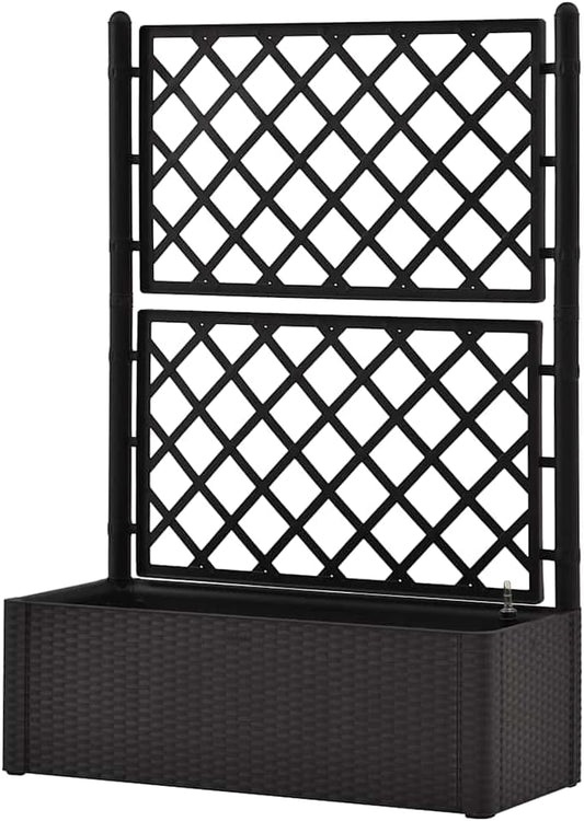 vidaXL Planter high with trellis and self-watering system anthracite - QUORE