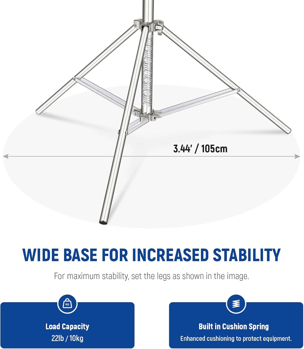 NEEWER 2 stuks 9 ft roestvrijstalen lichtstandaards, veergedempte zware fotografie statief standaard met 1/4 "-3/8" adapter voor stroboscoop-video-ringlicht, monolight softbox, 22 lbs maximale