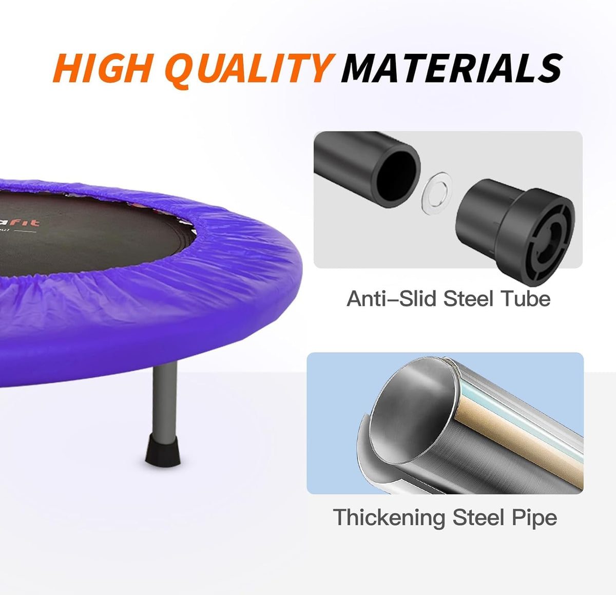 ATIVAFIT 102 cm opvouwbare trampoline met verstelbare schuimrubberen handgreep voor binnengebruik door volwassenen Ideaal voor fysieke fitnesstraining binnenshuis Thuis sporten