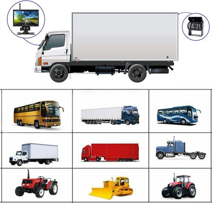 Podofo Draadloze HD Achteruitrijcamera Kit met 7" LCD Automonitor Waterdichte Achteruitrijcamera + Autolader voor Vrachtwagen Bus RV Trailer Graafmachine