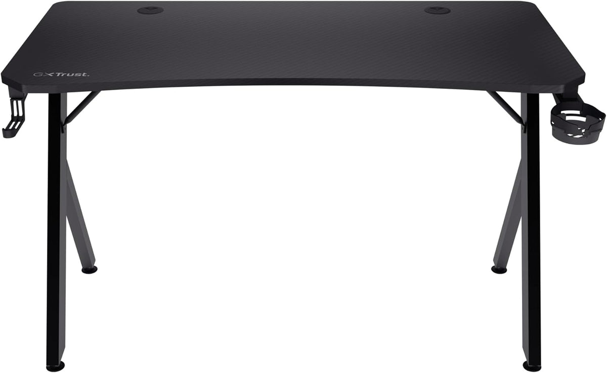 Trust Gaming GXT 712 Dynamus Gaming Bureau 120 x 60 cm, Gaming Desk met Headsethaak en Bekerhouder, Metalen Frame, Gaten voor Kabelbeheer, Office Desk voor Kantoor Studie Streaming Werk, Zwart