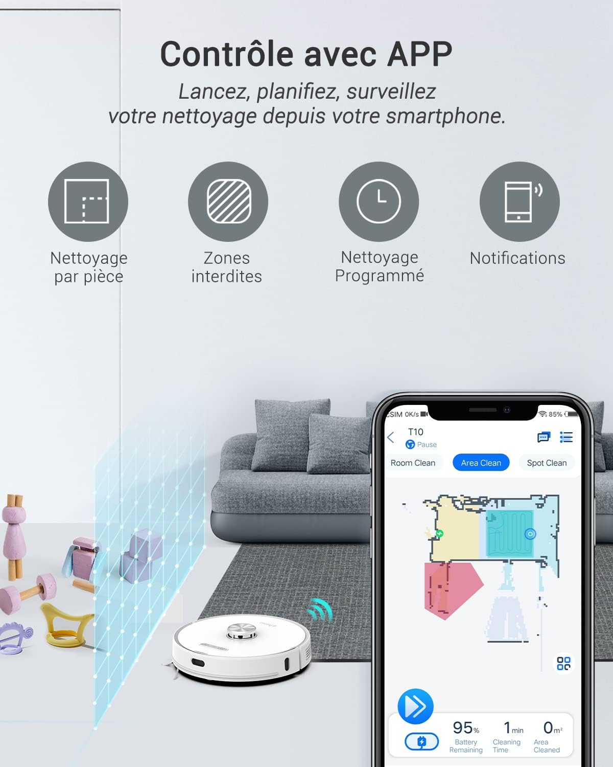 Ultenic T10 Robotstofzuiger met automatisch afvoerstation, 3000 PA zeer krachtig, lasernavigatie, bediening via app en Alexa, ideaal voor huisdieren en grote huizen