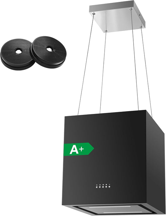 SNDOAS Afzuigkap, 40 cm, zwart, 800 m³/uur, A+, energie-efficiëntie, 3 snelheden, met boost-ledverlichting