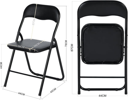 EGGREE Set van 6 klapstoelen met metalen frame en gevoerde zitting van pvc, gewicht 110 kg, campingstoel, balkonstoel, kantoor