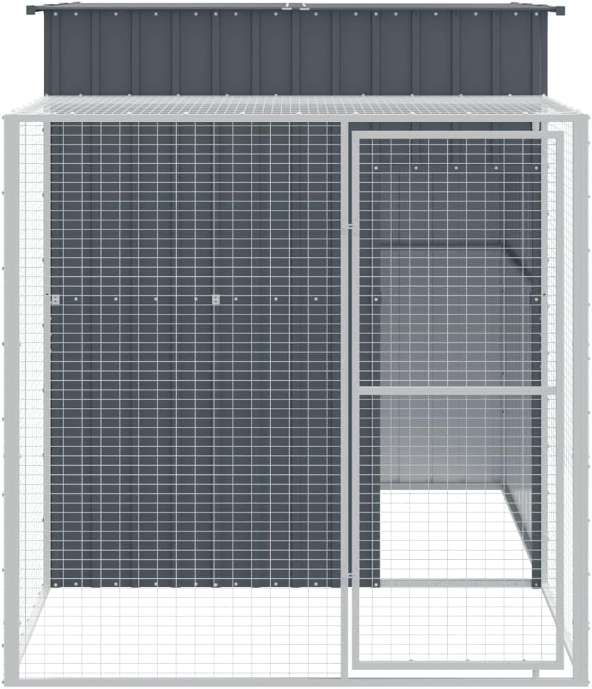 Tidyard Chicken Coop Chicken Coop with Spout Chicken Coop for Small Animals Poultry House 165 x 251 x 181 cm (L x W x H) for Bird Cage, Small Animals, Pet Cage, Steel