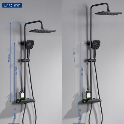 Douchekolom – Thermostaatkraan – Regendouche – Handdouche – Douchepaneel – Thermostatische Mixer – Groot Regendouche Hoofd 30x19 cm – Verstelbare Douchekolom 88-124 cm