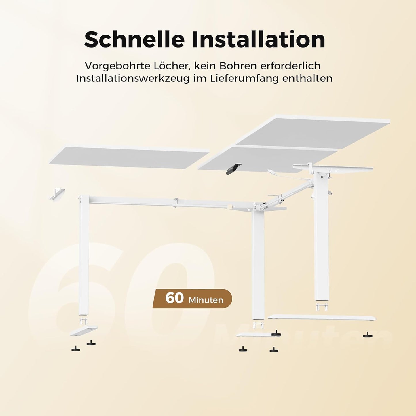 Agilestic L-vormig in hoogte verstelbaar bureau, 160 x 140 cm, bureau in hoogte verstelbaar elektrisch, hoekbureau ergonomisch zit-sta tafel computerbureau, wit