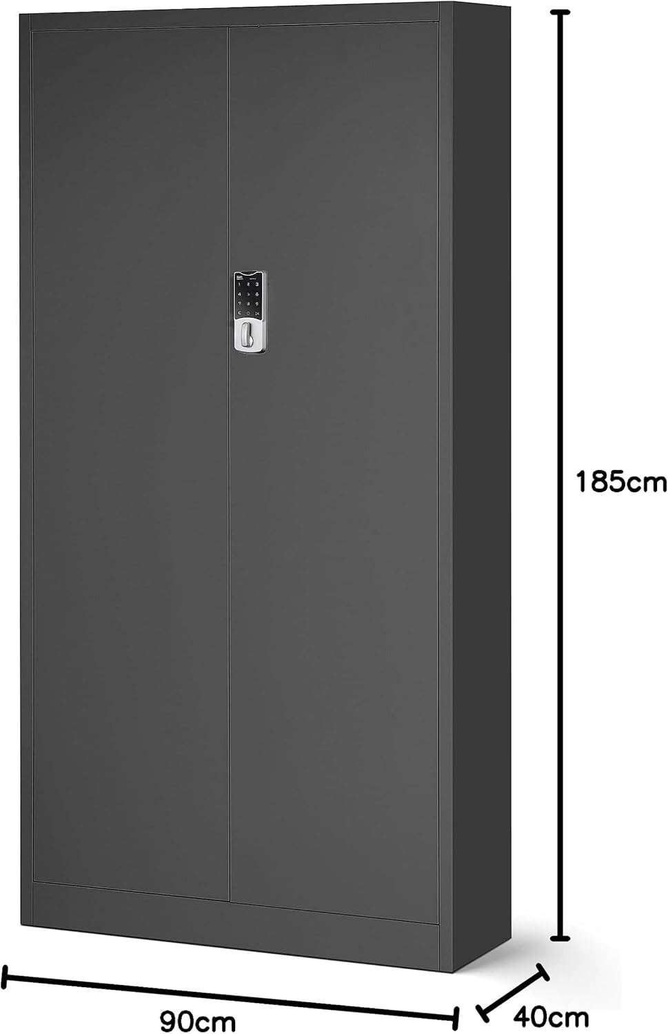 File cabinet with combination lock C003 metal case steel case powder coated 185 cm x 90 cm x 40 cm (anthracite) - QUORE