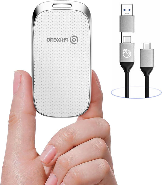 PHIXERO P20 External Portable SSD 2TB, Up to 2050Mb/s, External Solid State Drives with 2-in-1 USB C Cable, USB 3.2 Gen 2 Portable Hard Drive for Smartphone, PC, Tablet, Lab (White) - QUORE