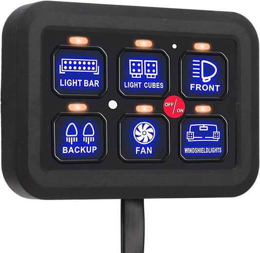 6 Gang Schakelpaneel, Automatisch Dimbaar LED Aan Uit Auto Schakelpaneel LED Touch Control Panel Univesal voor Truck Boot Off Road Voertuig ATV UTV SUV Bus