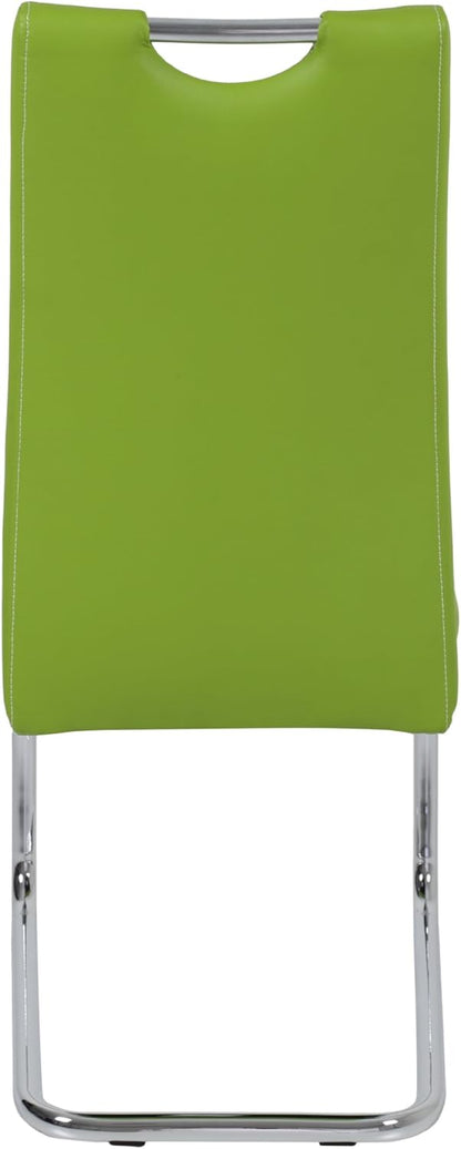 Apollo Set van 2 schommelstoelen, keukenstoel Flora, kunstleder groen, handgrepen, verchroomd metalen frame, 42 x 57 x 98 cm