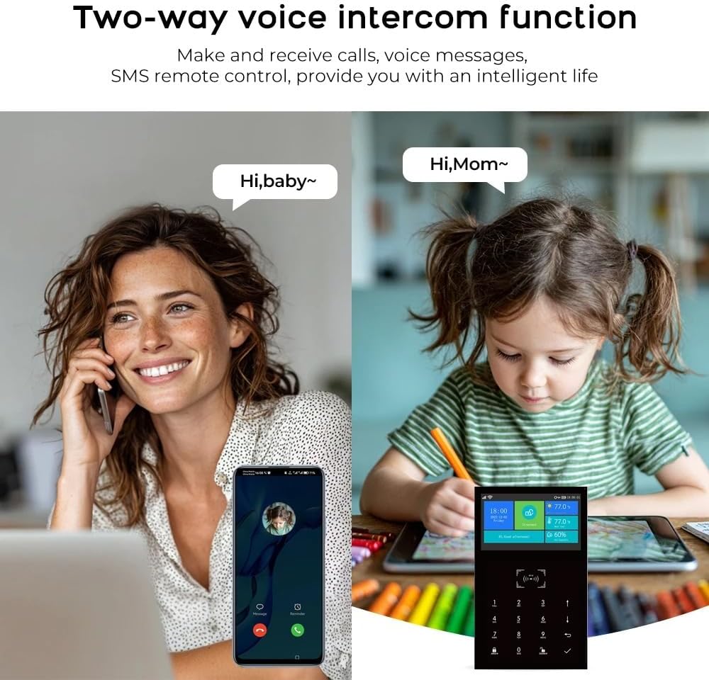 WiFi/GSM 2G Wireless Smart Home veiligheidsalarmsysteem met PIR bewegingsmelder, deur- en raamsensor RFlD SOS Tuya Smart Life app, afstandsbediening, ondersteuning Alexa