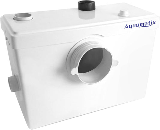 Aquamatix compacte hefinstallatie 600 W met vermaler, afvalwaterpomp tot 10 m opvoerhoogte, met 3 inlaten, voor WC, douche en wastafel
