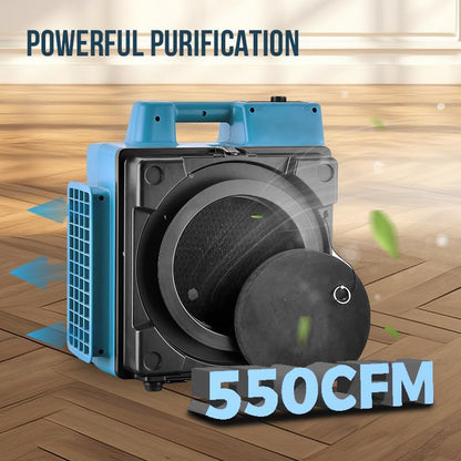 XPOWER X-2480 Air Mover Sealed Motor Low Profile Carpet Dryer - Air Blower Build-in GFCI Power Outlets & Hour Meter Dryer Floor Fan