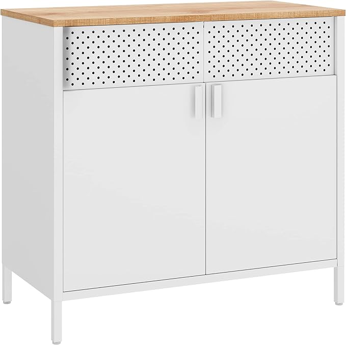 Kast - Dressoir - Archiefkast - Kantoorkast - Opbergruimte - 80 cm x 40 cm x 76 cm - Wit - QUORE