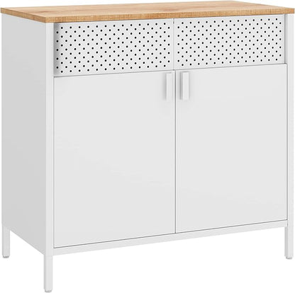 Kast - Dressoir - Archiefkast - Kantoorkast - Opbergruimte - 80 cm x 40 cm x 76 cm - Wit - QUORE