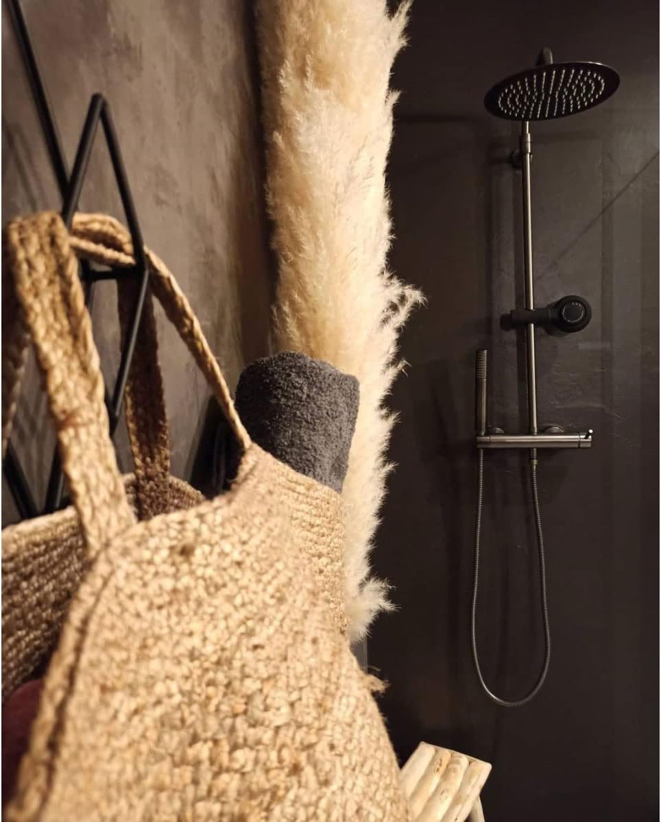Rode Gietijzeren Douche Set – Douchekraan – Douchethermostaat – Handdouche – Hoofddouche – Duurzaam Gietijzer – Thermostatische Temperatuurregeling