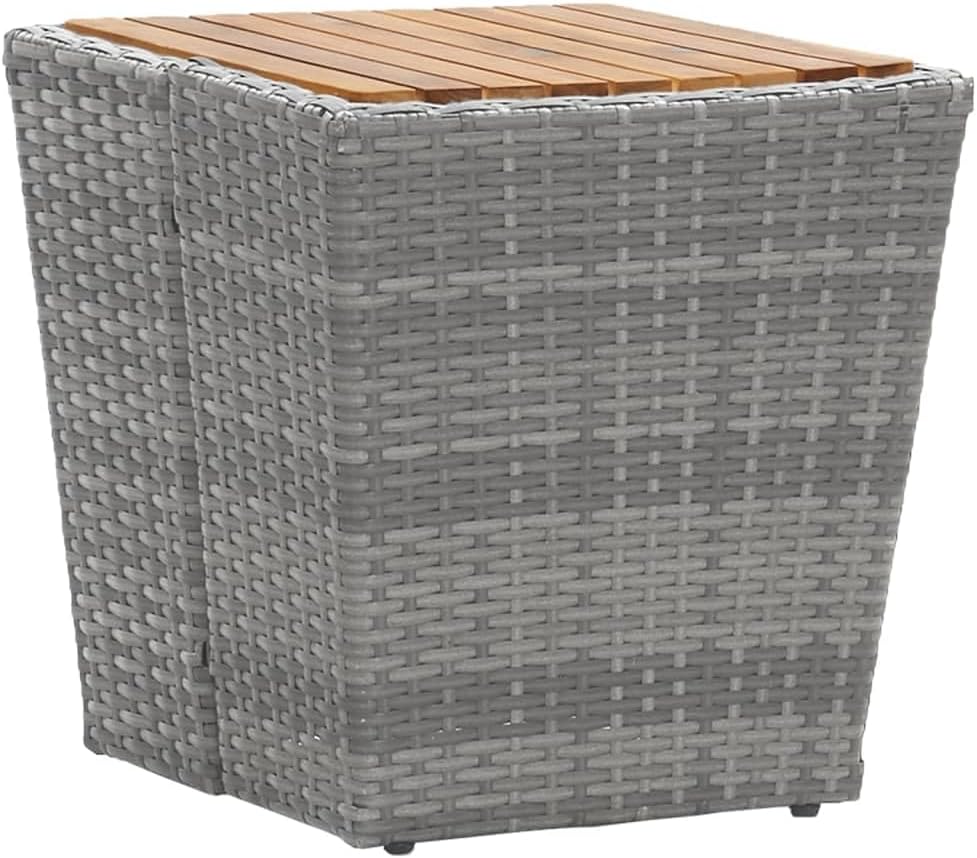 Gecheer Tuintafel en stoelen, 5-delig, polyrotan, acaciahout, grijs, tuinmeubelen, terrasbank, type 1 - QUORE