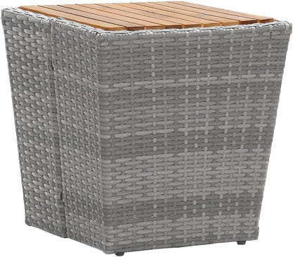 Gecheer Tuintafel en stoelen, 5-delig, polyrotan, acaciahout, grijs, tuinmeubelen, terrasbank, type 1 - QUORE