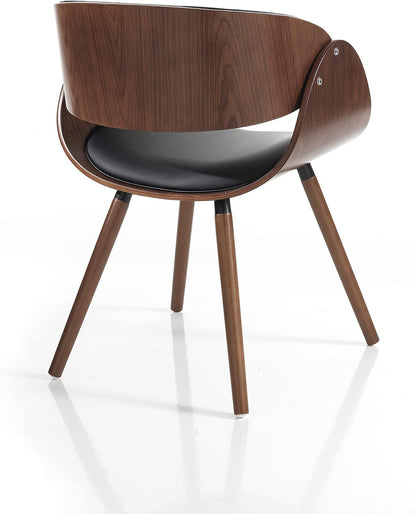 Stoel Callum Dark Wood, PU-leer, zwart, H 73 x B 54 x D 52 cm