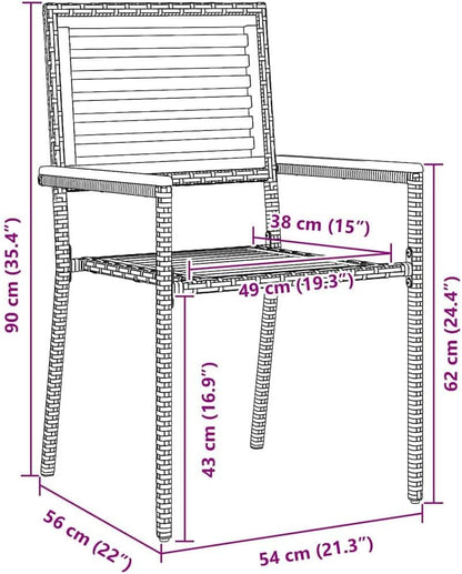 Stapelbare tuinstoelen – tuinstoelen – buitenstoelen – terrasstoelen – balkonstoelen – zwart poly rattan – weerbestendig materiaal – stapelbaar ontwerp